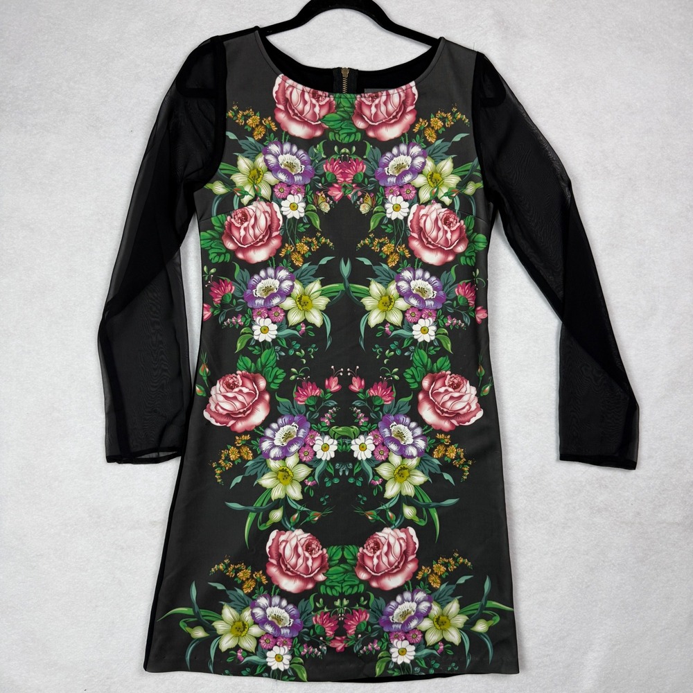 Anthropologie Sunday in Brooklyn Floral Sheer Sleeve Mini Dress Women's Size S